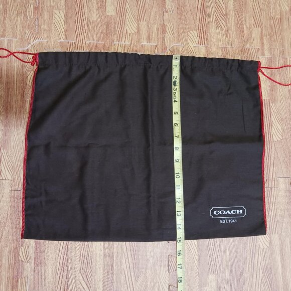 Coach Dust Bag Dark Brown Soft Cloth with Red Trim Size 15x19 - Picture 4 of 5